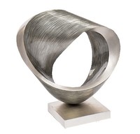 Silver round sculpture on silver base; size 62 x 25 x 33 cm  cm